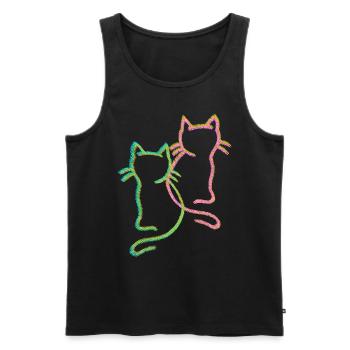 80s 90s Retro Vintage Cats Cat Kitten - Men's Premium Organic Tank Top - black - Front - Michal (187cm)