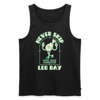 Funny Fitness Shirt – Never Skip Leg Day - Men's Premium Organic Tank Top - black - Front - Michal (187cm)