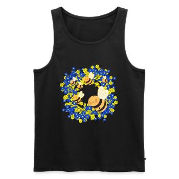 Été Abeilles Abeille Fleurs Fleurs Insecte - Débardeur bio Premium Homme - noir - Devant - Michal (187cm)