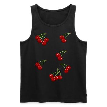 80s 90s Cherry Fruit Fruit Fruit - Men's Premium Organic Tank Top - black - Front - AI Model Male 178 light (178cm)