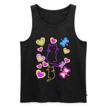 Old School Cats Cat 80s Retro Kids Child - Men's Premium Organic Tank Top - black - Front - AI Model Male 178 light (178cm)