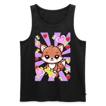 Retro Fox Foxes Kids Child Baby Vintage - Men's Premium Organic Tank Top - black - Front - AI Model Male 178 light (178cm)