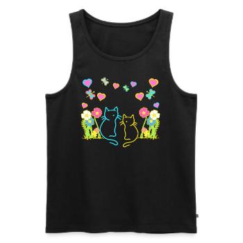 Retro Sommer Katzen Katze Kinder Kind Baby - Männer Premium Bio Tank Top - Schwarz - Vorne - AI Model Male 178 light (178cm)