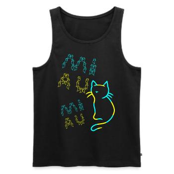 80er 90er Retro Katzen Katze Vintage - Männer Premium Bio Tank Top - Schwarz - Vorne - AI Model Male 178 light (178cm)
