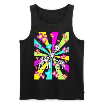 des années 80 Girafe Girafe Enfants Filles Garçons - Débardeur bio Premium Homme - noir - Devant - AI Model Male 178 light (178cm)