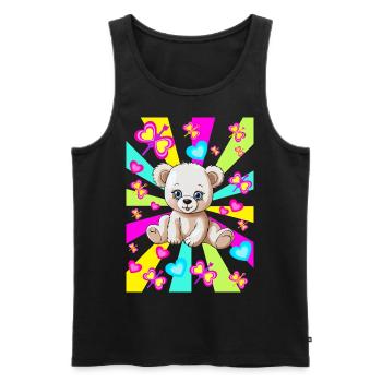 années 80 des années 90 Teddy Retro Teen Kids Ours Ours - Débardeur bio Premium Homme - noir - Devant - AI Model Male 178 light (178cm)
