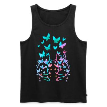 des années 80 Rétro Chats Chat Teen Papillons Enfant - Débardeur bio Premium Homme - noir - Devant - AI Model Male 178 light (178cm)
