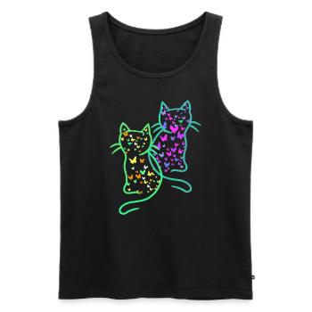 80s Retro Cats Cat Teen Butterflies Child - Men's Premium Organic Tank Top - black - Front - Michal (187cm)