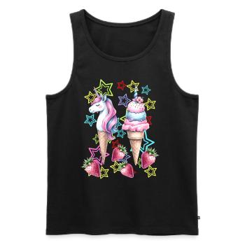 80er Eis Eiskrem Eiscrem Teenie Mädchen Einhorn - Männer Premium Bio Tank Top - Schwarz - Vorne - Michal (187cm)