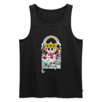 Katze Blumen Garten Kinder Mädchen - Männer Premium Bio Tank Top - Schwarz - Vorne - AI Model Male 178 light (178cm)