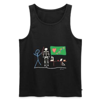 Professeur élève stickman biologie nature - Débardeur bio Premium Homme - noir - Devant - Michal (187cm)