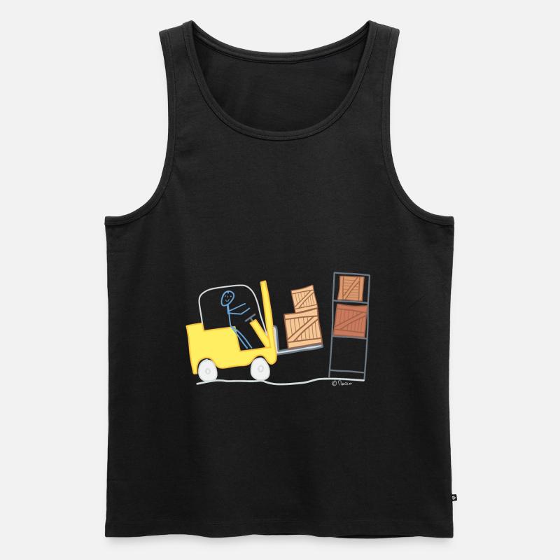 Gabelstapler Strichmännchen Logistik Lager Waren - Männer Premium Bio Tank Top - Schwarz