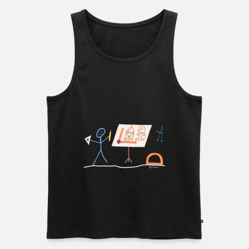 Technischer Zeichner Strichmännchen Konstrukteur - Männer Premium Bio Tank Top - Schwarz