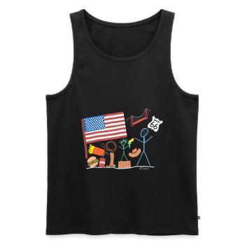 Amerika USA Strichmännchen Reise Staaten Brücke - Männer Premium Bio Tank Top - Schwarz - Vorne - AI Model Male 178 light (178cm)