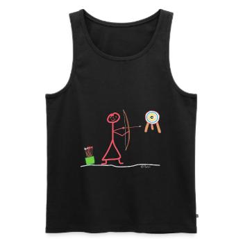 Bogenschießen Strichmännchen Strichfrau Sport - Männer Premium Bio Tank Top - Schwarz - Vorne - AI Model Male 178 light (178cm)