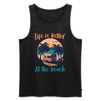 La vie est meilleure à la plage - Rétro - Débardeur bio Premium Homme - noir - Devant - AI Model Male 178 light (178cm)