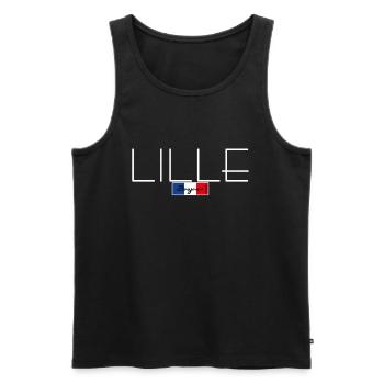 LILLE FRANKREICH URLAUB SOMMER PARTY (w) - Männer Premium Bio Tank Top - Schwarz - Vorne - Michal (187cm)
