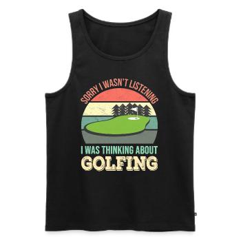 Sorry I wasn't listening, I was Golf - Men's Premium Organic Tank Top - black - Front - Michal (187cm)