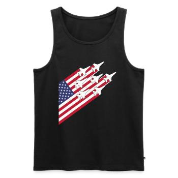 USA Flag and Fighter Jets - Men's Premium Organic Tank Top - black - Front - AI Model Male 178 light (178cm)