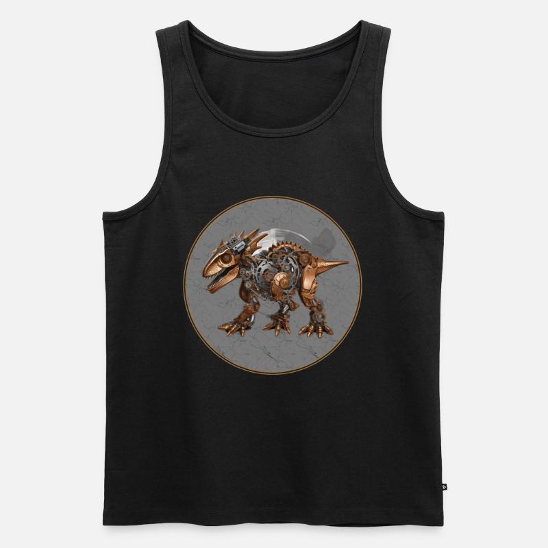 Steampunk-Dinosaurier - Männer Premium Bio Tank Top - Schwarz