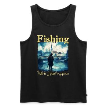 Fishing: Where I find my peace - Men's Premium Organic Tank Top - black - Front - AI Model Male 178 light (178cm)