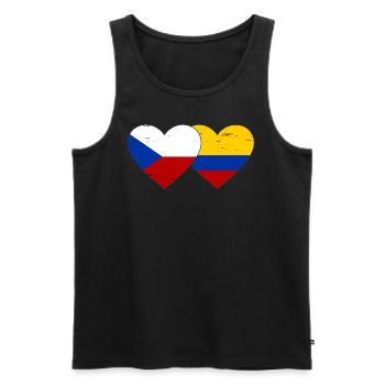 République tchèque Colombie drapeau coeur utilisé - Débardeur bio Premium Homme - noir - Devant - Michal (187cm)