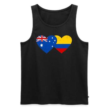 Australien Kolumbien Flagge Herz used - Männer Premium Bio Tank Top - Schwarz - Vorne - Michal (187cm)