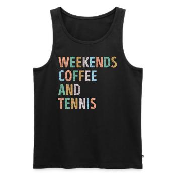 Wochenenden Kaffee und Tennis Mama - Männer Premium Bio Tank Top - Schwarz - Vorne - AI Model Male 178 light (178cm)