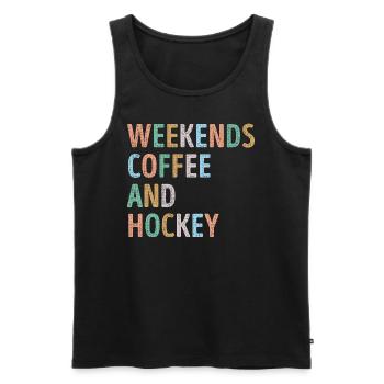 Week-ends Café et hockey Maman - Débardeur bio Premium Homme - noir - Devant - Michal (187cm)