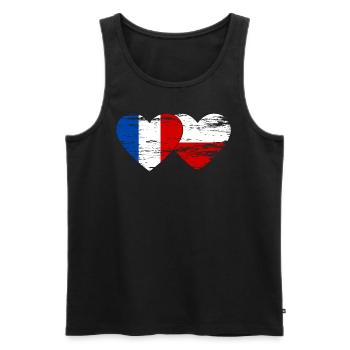 France Pologne Drapeau Coeur utilisé - Débardeur bio Premium Homme - noir - Devant - Michal (187cm)