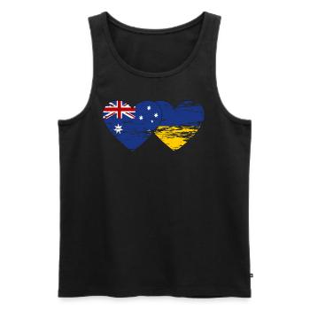 Australien Ukraine Flagge Herz used - Männer Premium Bio Tank Top - Schwarz - Vorne - Michal (187cm)