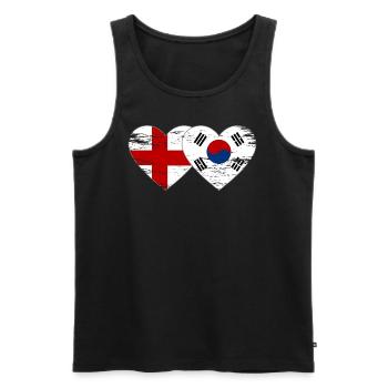 England Südkorea Flagge Herz used - Männer Premium Bio Tank Top - Schwarz - Vorne - Michal (187cm)