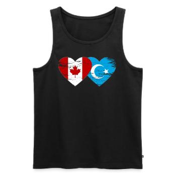 Drapeau du Canada ouïghour coeur utilisé - Débardeur bio Premium Homme - noir - Devant - Michal (187cm)