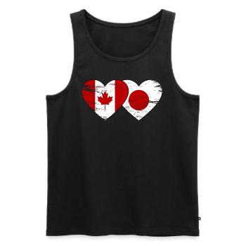 Canada Japon Drapeau Coeur Utilisé - Débardeur bio Premium Homme - noir - Devant - Michal (187cm)