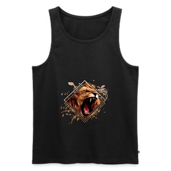 Lion, roi de la jungle sauvage - Débardeur bio Premium Homme - noir - Devant - Michal (187cm)