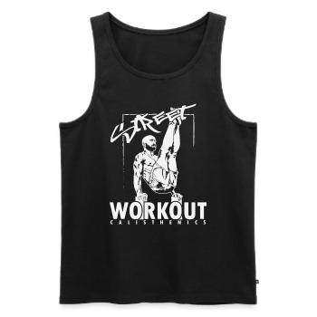 Calisthenics "Street Workout" Muskeltraining - Männer Premium Bio Tank Top - Schwarz - Vorne - AI Model Male 178 light (178cm)