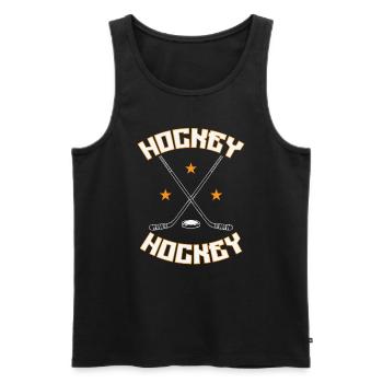 Rondelle de hockey - Débardeur bio Premium Homme - noir - Devant - AI Model Male 178 light (178cm)