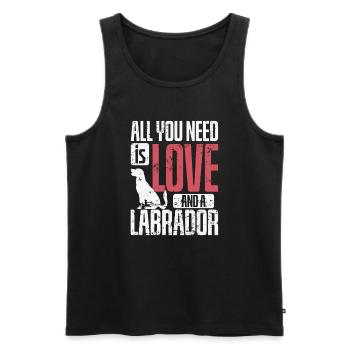 Tout ce dont vous avez besoin est l'amour et un chien labrador - Débardeur bio Premium Homme - noir - Devant - AI Model Male 178 light (178cm)