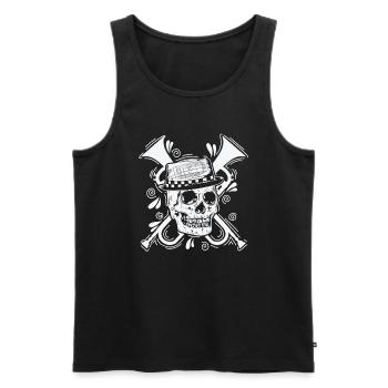 Ska Totenkopf mit Hut Trompete Musikstil - Männer Premium Bio Tank Top - Schwarz - Vorne - AI Model Male 178 light (178cm)