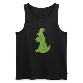 Dino Papa with small T-Rex dinosaur - Men's Premium Organic Tank Top - black - Front - Michal (187cm)