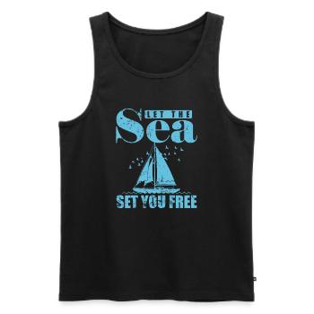 Laissez la mer vous mettre gratuitement au sport de voilier - Débardeur bio Premium Homme - noir - Devant - AI Model Male 178 light (178cm)