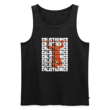 Calisthenics Klimmzugstange Fitness Workout - Männer Premium Bio Tank Top - Schwarz - Vorne - AI Model Male 178 light (178cm)