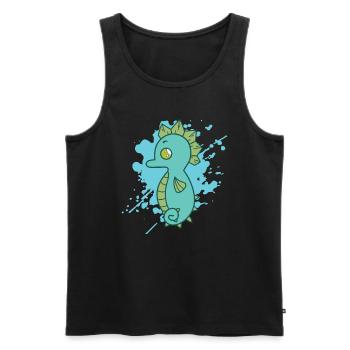 Seahorse in Japanese kawaii style animal - Men's Premium Organic Tank Top - black - Front - Michal (187cm)