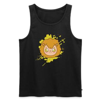 Lion in Japanese kawaii style animal - Men's Premium Organic Tank Top - black - Front - AI Model Male 178 light (178cm)