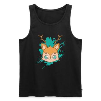 Cerf cerf dans un animal japonais de style kawaii - Débardeur bio Premium Homme - noir - Devant - Michal (187cm)