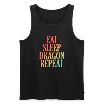 Eat Sleep Dragon Repeat Märchen Drache - Männer Premium Bio Tank Top - Schwarz - Vorne - Michal (187cm)