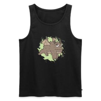 Gros dragon dans kawaii drôle d’animal - Débardeur bio Premium Homme - noir - Devant - Michal (187cm)