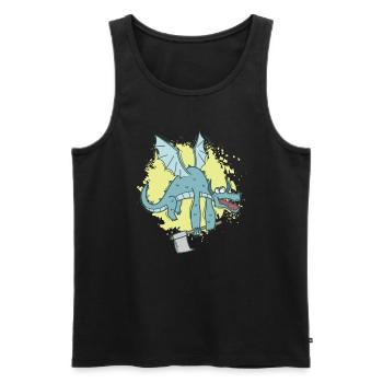 Drôle de dragon avec hache animal mignon - Débardeur bio Premium Homme - noir - Devant - Michal (187cm)