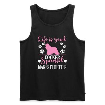 Life is good cocker spaniel makes it better - Men's Premium Organic Tank Top - black - Front - AI Model Male 178 light (178cm)