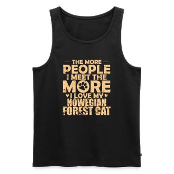 Moins de gens plus de chat forestier norvégien - Débardeur bio Premium Homme - noir - Devant - Michal (187cm)